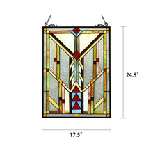 Load image into Gallery viewer, RADIANCE goods Geometric Stained Glass Window Panel 17.5&quot;x25&quot;

