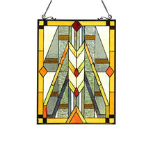 Load image into Gallery viewer, RADIANCE goods Geometric Stained Glass Window Panel 17.5&quot;x25&quot;
