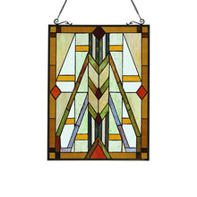 Load image into Gallery viewer, RADIANCE goods Geometric Stained Glass Window Panel 17.5&quot;x25&quot;

