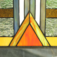Load image into Gallery viewer, RADIANCE goods Geometric Stained Glass Window Panel 17.5&quot;x25&quot;

