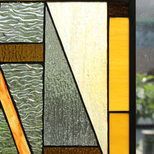 Load image into Gallery viewer, RADIANCE goods Geometric Stained Glass Window Panel 17.5&quot;x25&quot;
