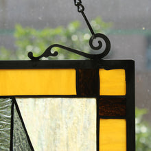 Load image into Gallery viewer, RADIANCE goods Geometric Stained Glass Window Panel 17.5&quot;x25&quot;
