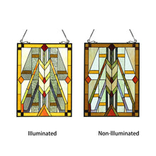 Load image into Gallery viewer, RADIANCE goods Geometric Stained Glass Window Panel 17.5&quot;x25&quot;
