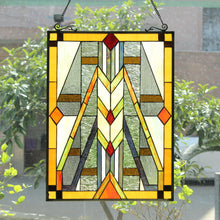 Load image into Gallery viewer, RADIANCE goods Geometric Stained Glass Window Panel 17.5&quot;x25&quot;
