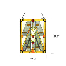 Load image into Gallery viewer, RADIANCE goods Geometric Stained Glass Window Panel 17.5&quot;x25&quot;
