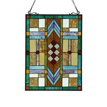 Load image into Gallery viewer, RADIANCE goods Geometric Stained Glass Window Panel 17.5&quot;x25&quot;
