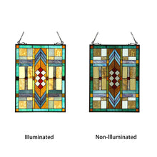 Load image into Gallery viewer, RADIANCE goods Geometric Stained Glass Window Panel 17.5&quot;x25&quot;
