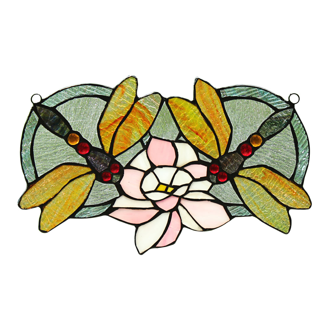 RADIANCE goods Dragonfly Stained Glass Window Panel 13
