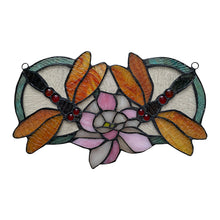 Load image into Gallery viewer, RADIANCE goods Dragonfly Stained Glass Window Panel 13&quot;x22&quot;
