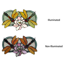 Load image into Gallery viewer, RADIANCE goods Dragonfly Stained Glass Window Panel 13&quot;x22&quot;

