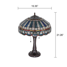 Load image into Gallery viewer, RADIANCE goods Tiffany-Style 2 Light Mission Table Lamp 16&quot; Shade
