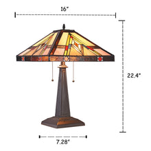 Load image into Gallery viewer, RADIANCE goods Tiffany-Style 2 Light Mission Table Lamp 16&quot; Wide
