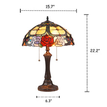 Load image into Gallery viewer, RADIANCE goods Tiffany-Style 2 Light Floral Table Lamp 16&quot; Wide
