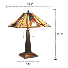 Load image into Gallery viewer, RADIANCE goods Tiffany-Style 2 Light Mission Table Lamp 16&quot; Wide
