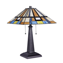 Load image into Gallery viewer, RADIANCE goods Tiffany-Style 2 Light Mission Table Lamp 16&quot; Wide
