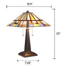 Load image into Gallery viewer, RADIANCE goods Tiffany-Style 2 Light Mission Table Lamp 16&quot; Wide
