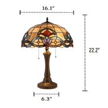 Load image into Gallery viewer, RADIANCE goods Tiffany-Style 2 Light Victorian Table Lamp 16&quot; Shade
