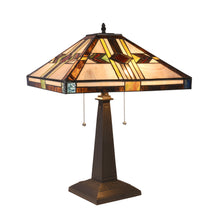 Load image into Gallery viewer, RADIANCE goods Tiffany-style Mission Blackish Bronze 2 Light Table Lamp 16&quot; Shade
