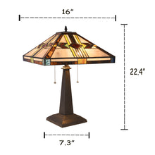 Load image into Gallery viewer, RADIANCE goods Tiffany-style Mission Blackish Bronze 2 Light Table Lamp 16&quot; Shade
