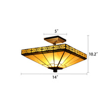 Load image into Gallery viewer, RADIANCE goods Tiffany 2 Light Mission Semi-Flush Ceiling Mount 14&quot; Wide
