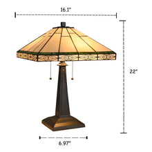 Load image into Gallery viewer, RADIANCE goods Tiffany-Style 2 Light Mission Table Lamp 16&quot; Shade
