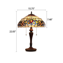 Load image into Gallery viewer, RADIANCE goods Victorian Tiffany-style Dark Bronze 2 Light Table Lamp 16&quot; Wide
