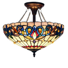 Load image into Gallery viewer, RADIANCE goods Tiffany-style Dark Bronze 2 Light Semi-Flush 16&quot; Wide
