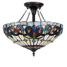 Load image into Gallery viewer, RADIANCE goods Tiffany-style Dark Bronze 2 Light Semi-Flush 16&quot; Wide
