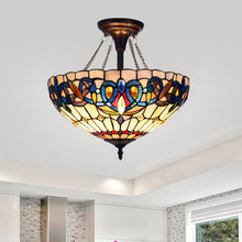 Load image into Gallery viewer, RADIANCE goods Tiffany-style Dark Bronze 2 Light Semi-Flush 16&quot; Wide
