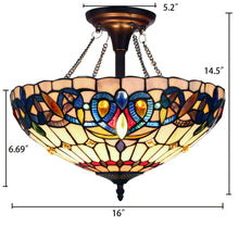 Load image into Gallery viewer, RADIANCE goods Tiffany-style Dark Bronze 2 Light Semi-Flush 16&quot; Wide
