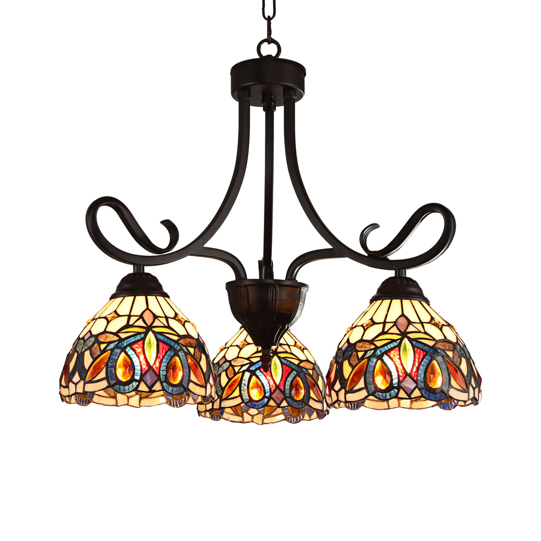 RADIANCE goods Victorian Tiffany-style Dark Bronze 3 Light Mini Chandelier 22