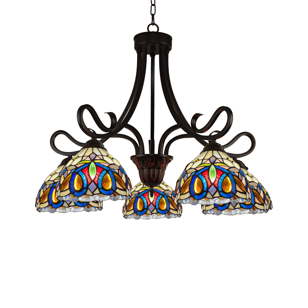 RADIANCE goods Victorian Tiffany-Style Dark Bronze 5 Light Large Chandelier 27