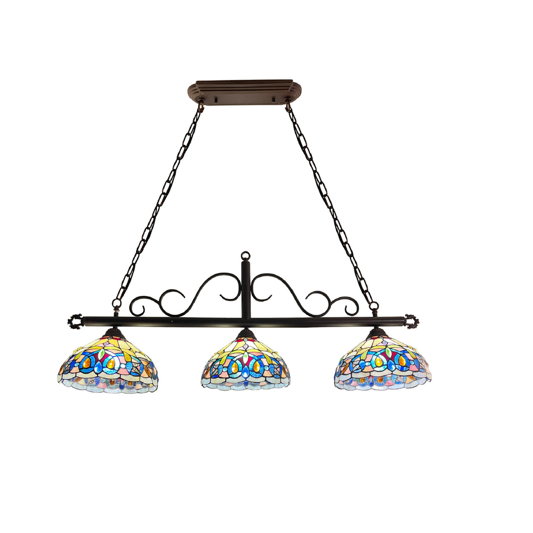RADIANCE goods Victorian Tiffany-Style Dark Bronze 3 Light Island Pendant 45