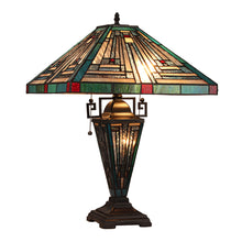 Load image into Gallery viewer, RADIANCE goods Mission Tiffany-style Blackish Bronze 3 Light Double Lit Table Lamp 16&quot; Wide
