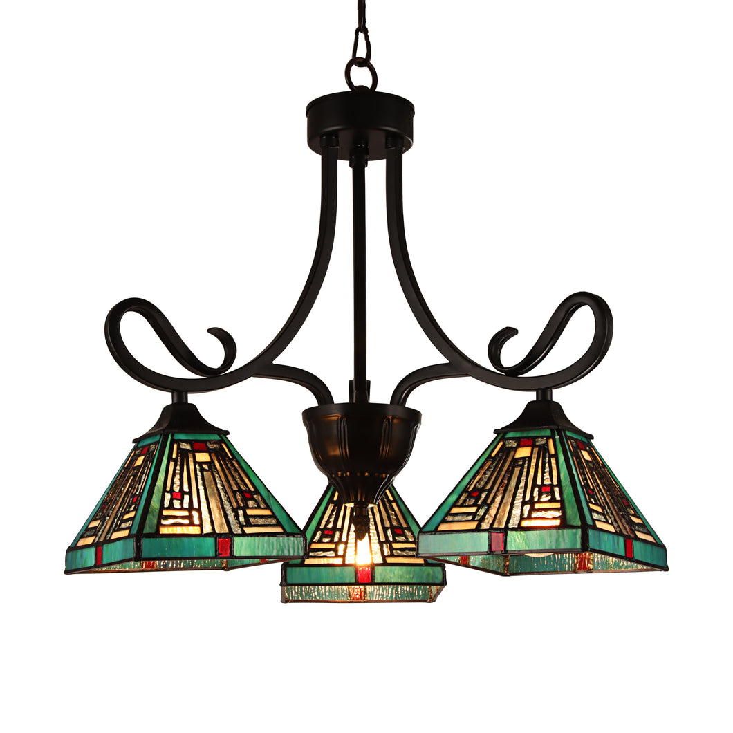 RADIANCE goods Mission Tiffany-style Blackish Bronze 3 Light Mini Chandelier 22