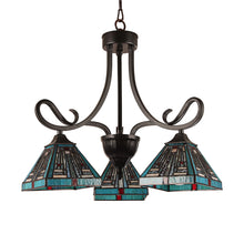 Load image into Gallery viewer, RADIANCE goods Mission Tiffany-style Blackish Bronze 3 Light Mini Chandelier 22&quot; Wide
