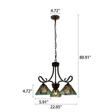 Load image into Gallery viewer, RADIANCE goods Mission Tiffany-style Blackish Bronze 3 Light Mini Chandelier 22&quot; Wide
