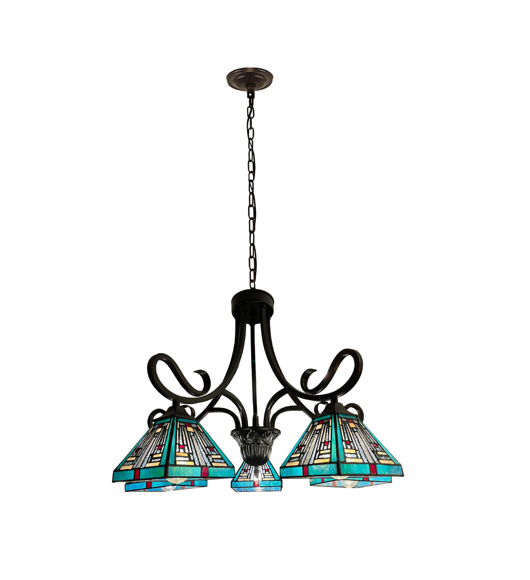 RADIANCE goods Mission Tiffany-Style Blackish Bronze 5 Light Large Chandelier 26