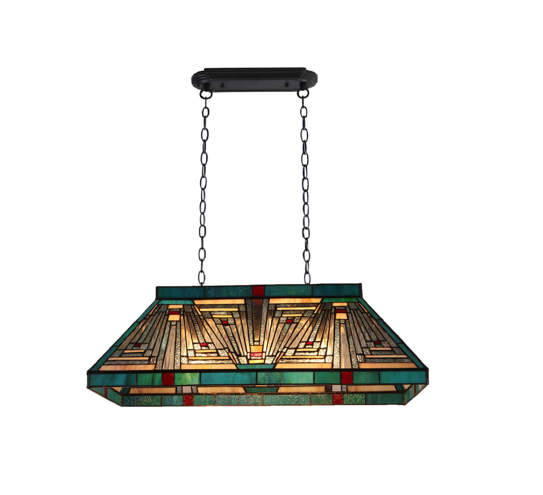 RADIANCE goods Mission Tiffany-Style Blackish Bronze 3 Light Island Pendant 28