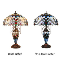 Load image into Gallery viewer, RADIANCE goods Victorian-Style Dark Bronze 3 Light Double Lit Table Lamp 16&quot; Wide
