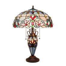 Load image into Gallery viewer, RADIANCE goods Victorian-Style Dark Bronze 3 Light Double Lit Table Lamp 18&quot; Wide
