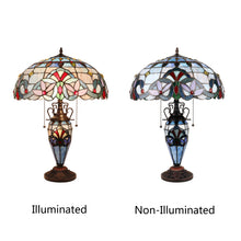 Load image into Gallery viewer, RADIANCE goods Victorian-Style Dark Bronze 3 Light Double Lit Table Lamp 18&quot; Wide
