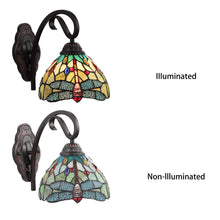 Load image into Gallery viewer, RADIANCE goods Dragonfly Tiffany-style Dark Bronze 1 Light Wall Sconce 8&quot; Wide
