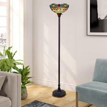 Load image into Gallery viewer, RADIANCE goods Tiffany-style Dark Bronze 1 Light Torchiere Lamp 14&quot; Shade/70&quot; Tall
