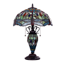 Load image into Gallery viewer, RADIANCE goods Tiffany-style Dark Bronze 3 Light Double Lit Table Lamp 16&quot; Shade
