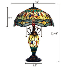 Load image into Gallery viewer, RADIANCE goods Tiffany-style Dark Bronze 3 Light Double Lit Table Lamp 16&quot; Shade
