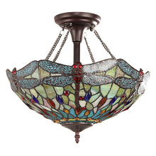 Load image into Gallery viewer, RADIANCE goods Tiffany-style Dark Bronze 2 Light Semi-Flush 16&quot; Wide
