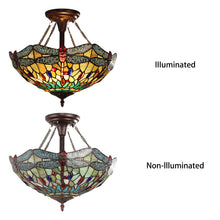 Load image into Gallery viewer, RADIANCE goods Tiffany-style Dark Bronze 2 Light Semi-Flush 16&quot; Wide
