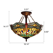 Load image into Gallery viewer, RADIANCE goods Tiffany-style Dark Bronze 2 Light Semi-Flush 16&quot; Wide
