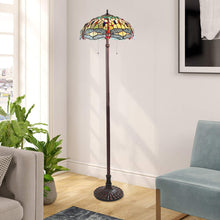 Load image into Gallery viewer, RADIANCE goods Tiffany-style 2 Light Dragonfly Floor Lamp 18&quot; Shade
